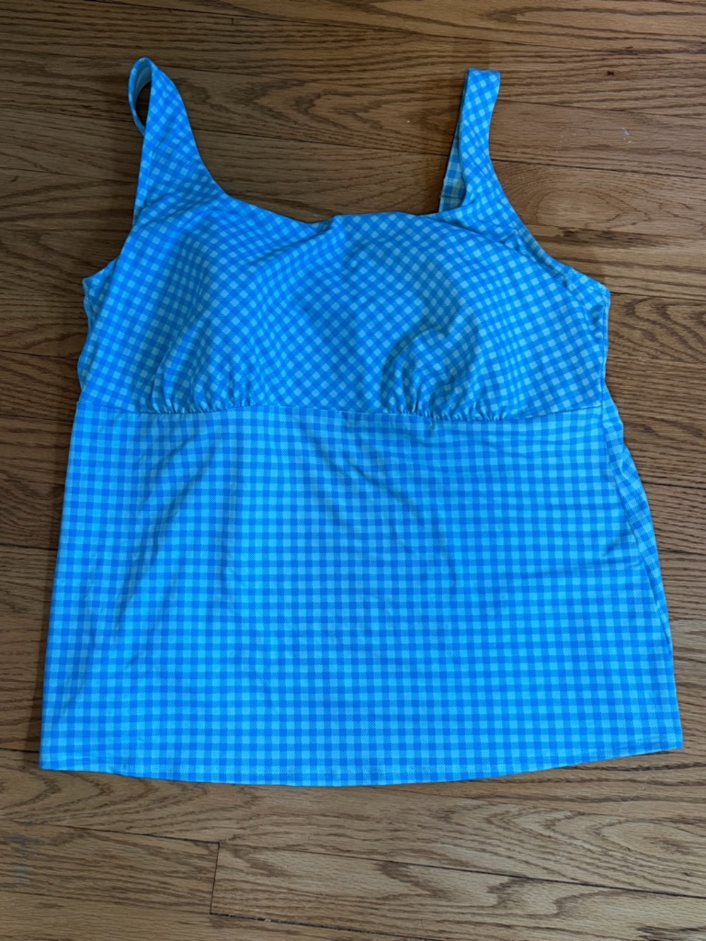 Lands’ End Swim Tankini Top Blue Gingham Women’s 20W/L Underwire